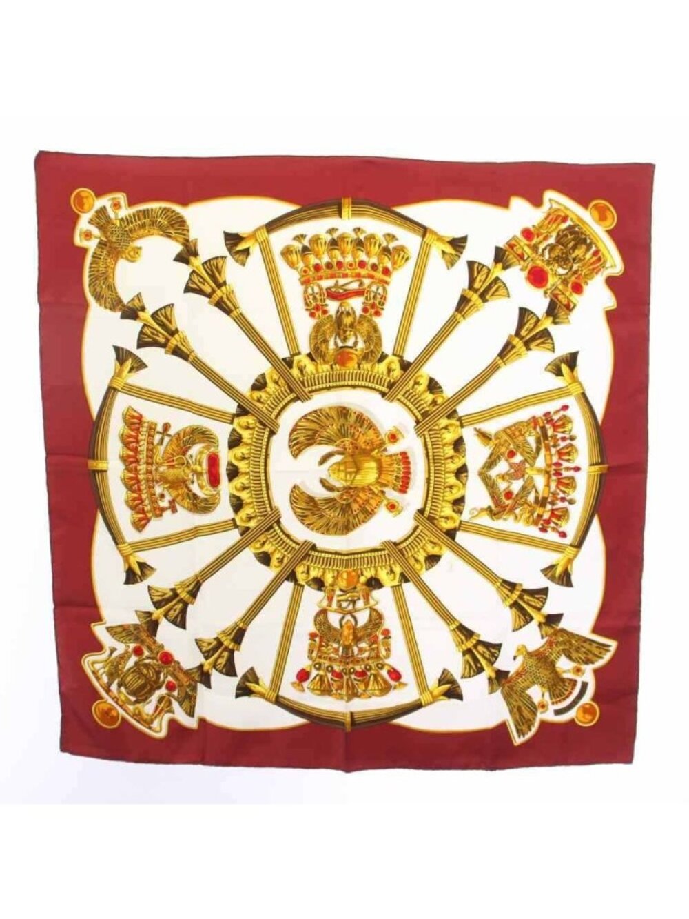 Hermes Carre 90 Caty Ancient Egypt Scarab Pectral Scarf Silk Red White